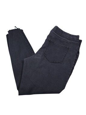 Old Navy Womens Rockstar Pull On Jeggings 14 Black Distressed Frayed Hem